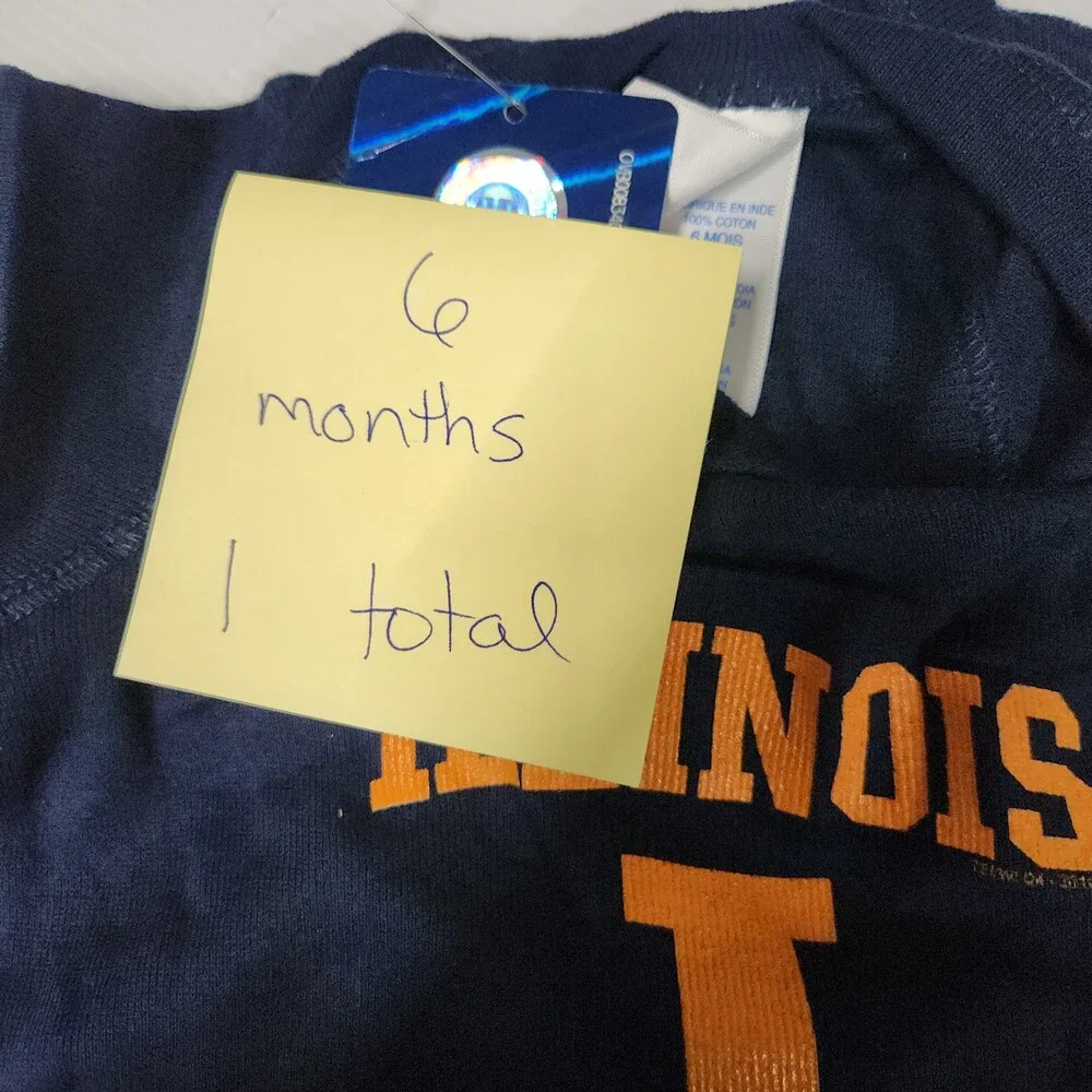 Rabbit Skins Illinois Illini I Baby Bodysuit 6 Months 100% Cotton Navy Blue 142